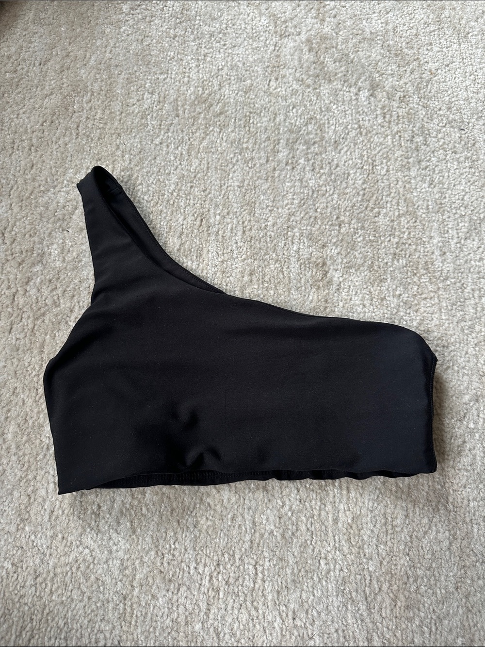Aqua One-Shoulder Black Sports Bra